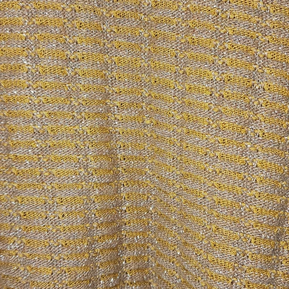 Zara Women's Textured Mustard Yellow Lightweight Sweater Gold threading Sz Med